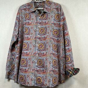 Alan Flusser Shirt Men XXL Paisley AOP Long Sleeve Cutaway Windsor Collar Preppy